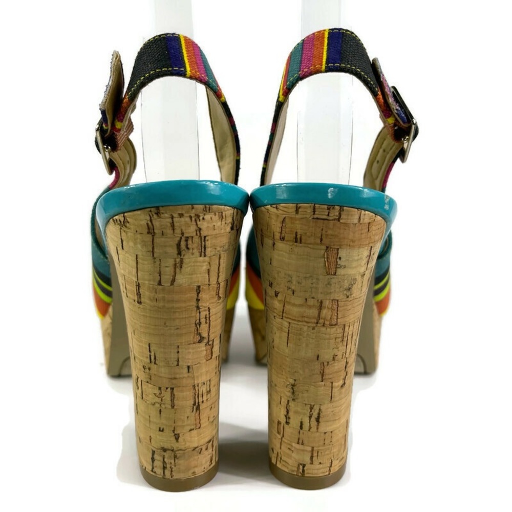 Nine West Multi-Color Cork Block Heel Size 7.5m - image 8